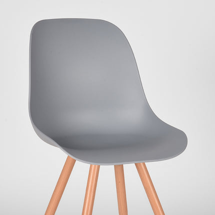 LABEL51 - Eetkamerstoel Rimini 46x54x88 cm - Grijs PP | Eiken Metaal Woodcover