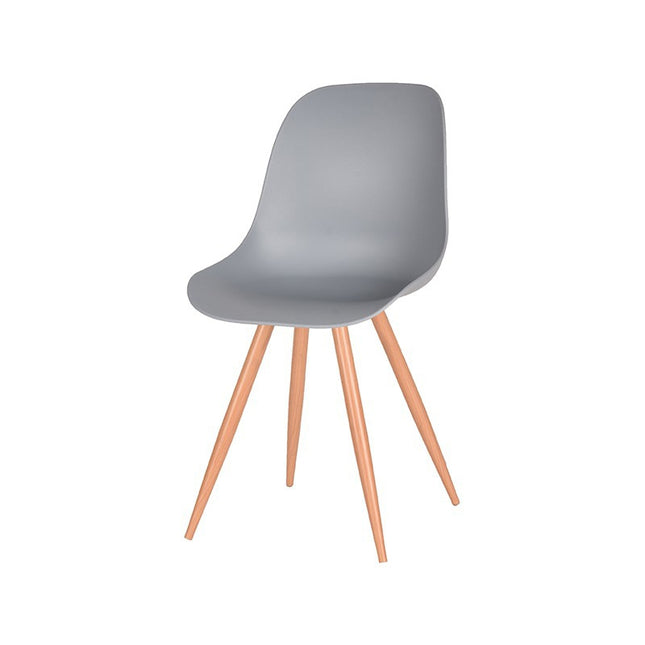 LABEL51 - Eetkamerstoel Rimini 46x54x88 cm - Grijs PP | Eiken Metaal Woodcover