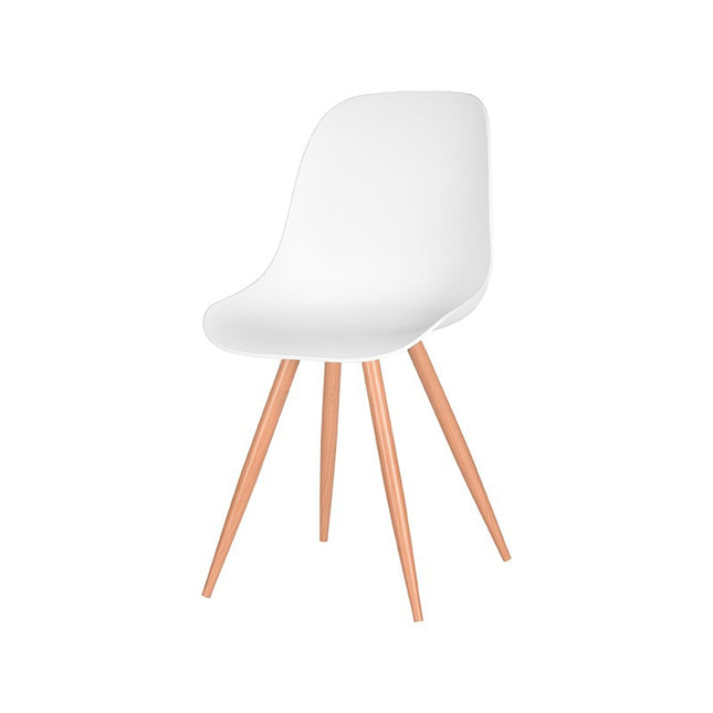 LABEL51 - Eetkamerstoel Rimini 46x54x88 cm - Wit PP | Eiken Metaal Woodcover
