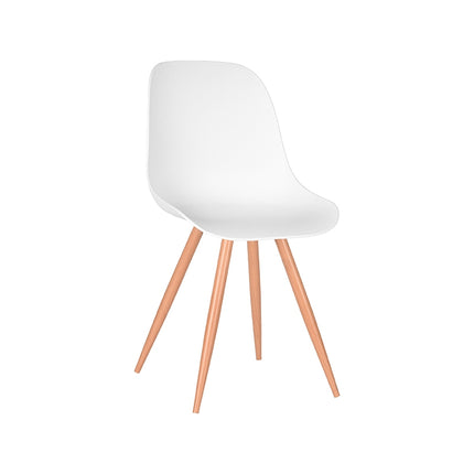 LABEL51 - Eetkamerstoel Rimini 46x54x88 cm - Wit PP | Eiken Metaal Woodcover