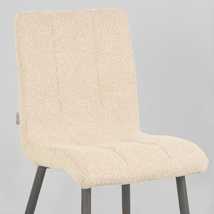 LABEL51 - Eetkamerstoel Sam 44x57x86 cm - Zand Boucle | Zwart Metaal