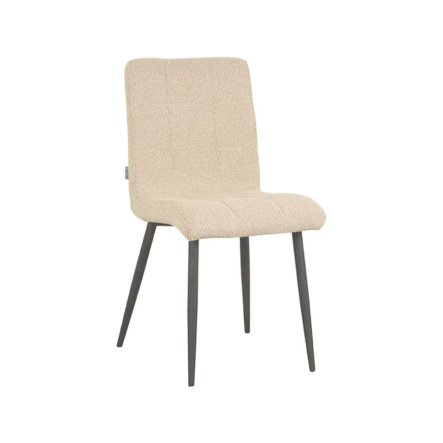 LABEL51 - Eetkamerstoel Sam 44x57x86 cm - Zand Boucle | Zwart Metaal