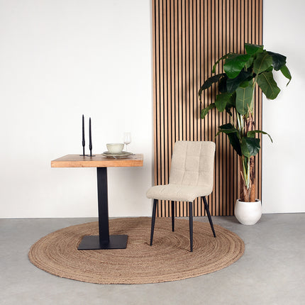 LABEL51 - Eetkamerstoel Sam 44x57x86 cm - Zand Boucle | Zwart Metaal