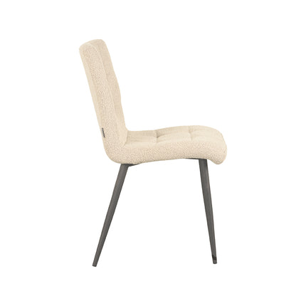 LABEL51 - Eetkamerstoel Sam 44x57x86 cm - Zand Boucle | Zwart Metaal