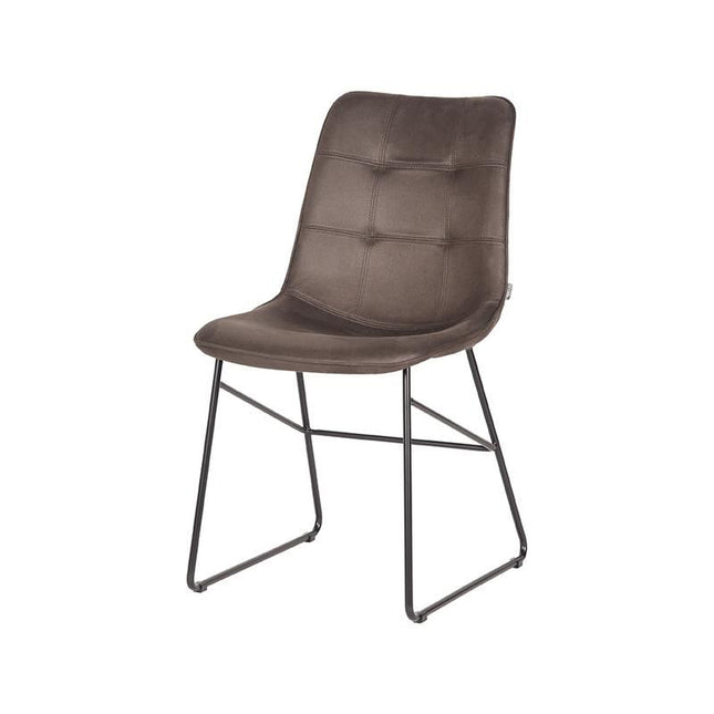 LABEL51 - Eetkamerstoel Slim 49x62x91 cm - Antraciet Microvezel | Zwart Metaal