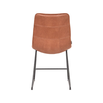 LABEL51 - Eetkamerstoel Slim 49x62x91 cm - Cognac Microvezel | Zwart Metaal