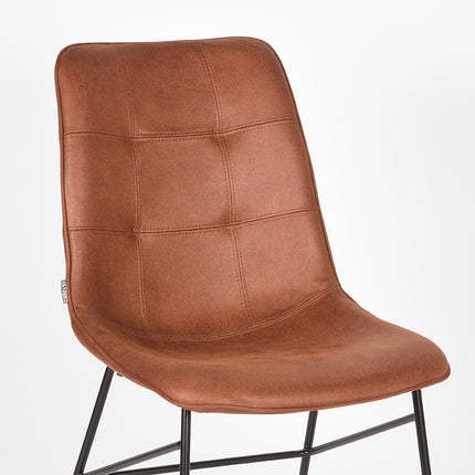 LABEL51 - Eetkamerstoel Slim 49x62x91 cm - Cognac Microvezel | Zwart Metaal