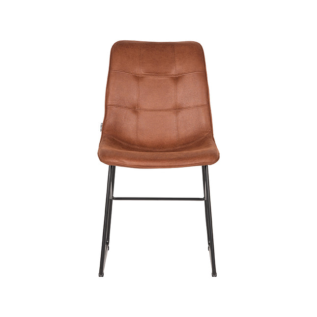 LABEL51 - Eetkamerstoel Slim 49x62x91 cm - Cognac Microvezel | Zwart Metaal
