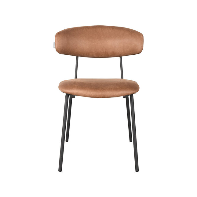 LABEL51 - Eetkamerstoel Zack 53x59x79 cm - Cognac Micro Suede | Zwart Metaal