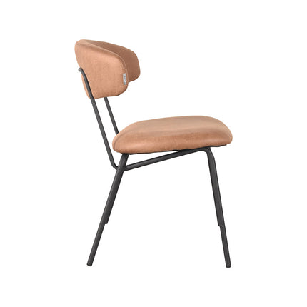 LABEL51 - Eetkamerstoel Zack 53x59x79 cm - Cognac Micro Suede | Zwart Metaal