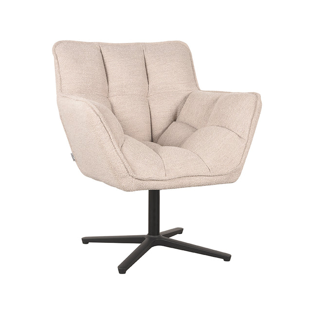 LABEL51 - Draaifauteuil Ian 76x72x87 cm - Naturel Boucle | Zwart Metaal