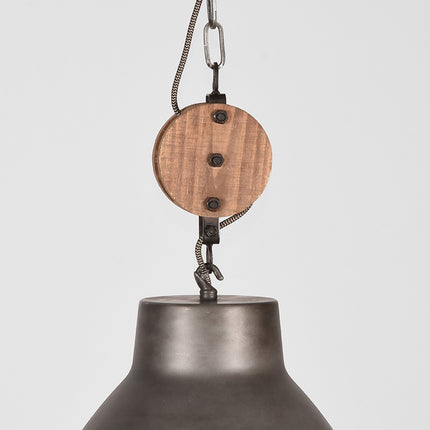 LABEL51 - Hanglamp Dock 42x42x37 cm - Burned Steel Metaal l Rubberwood