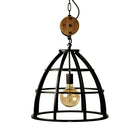 LABEL51 - Hanglamp Lift 47x47x42 cm - Zwart Staal l Naturel Rubberwood