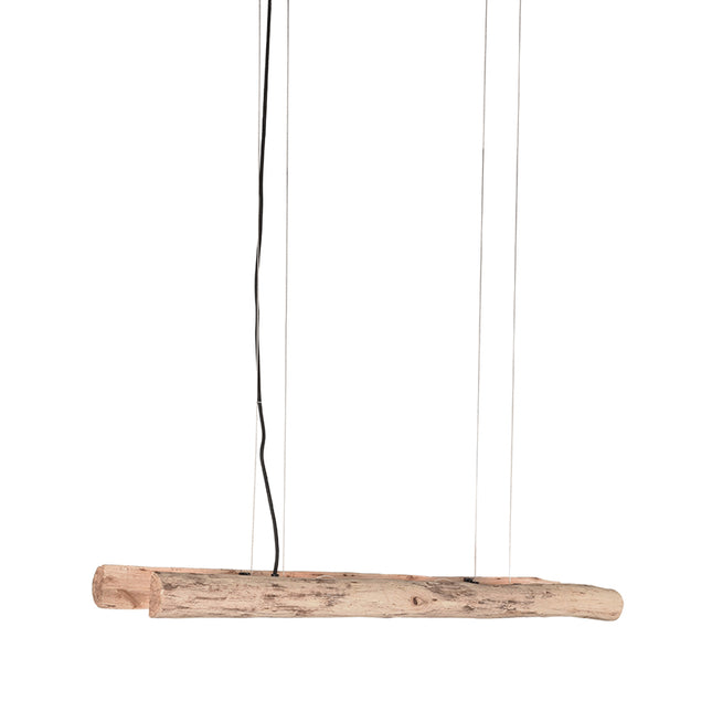LABEL51 - Hanglamp Woody 100x20x150 cm - Naturel Hout | Zwart Metaal