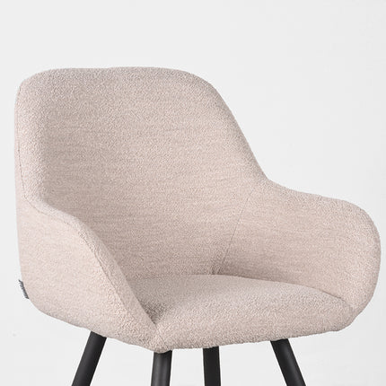 LABEL51 - Eetkamerstoel Fender 59x57x87 cm - Naturel Boucle | Zwart Metaal