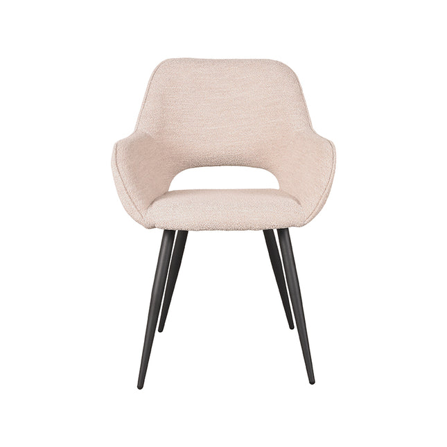 LABEL51 - Eetkamerstoel Fer 58x57x87 cm - Naturel Boucle | Zwart Metaal