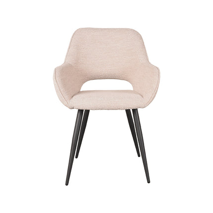 LABEL51 - Eetkamerstoel Fer 58x57x87 cm - Naturel Boucle | Zwart Metaal