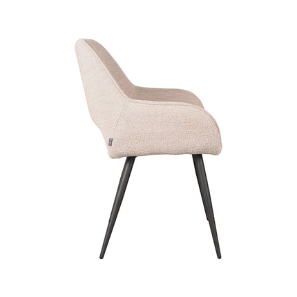 LABEL51 - Eetkamerstoel Fer 58x57x87 cm - Naturel Boucle | Zwart Metaal