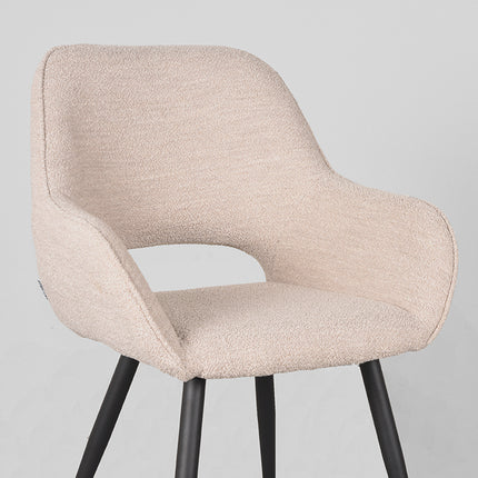 LABEL51 - Eetkamerstoel Fer 58x57x87 cm - Naturel Boucle | Zwart Metaal