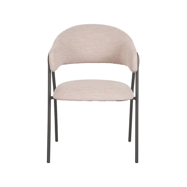 LABEL51 - Eetkamerstoel Lowen 58x60x84 cm - Naturel Boucle | Zwart Metaal
