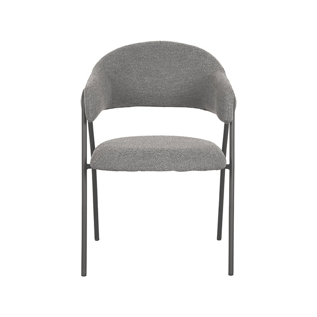 LABEL51 - Eetkamerstoel Lowen 58x60x84 cm - Grijs Boucle | Zwart Metaal
