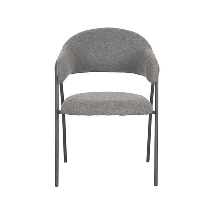 LABEL51 - Eetkamerstoel Lowen 58x60x84 cm - Grijs Boucle | Zwart Metaal