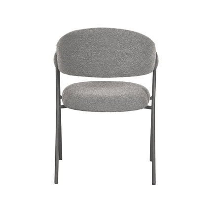 LABEL51 - Eetkamerstoel Lowen 58x60x84 cm - Grijs Boucle | Zwart Metaal