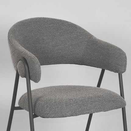 LABEL51 - Eetkamerstoel Lowen 58x60x84 cm - Grijs Boucle | Zwart Metaal