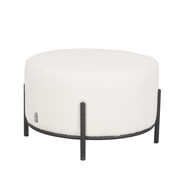 LABEL51 - Poef Troy 57x57x34 cm| XL - Ivoor Boucle | Zwart Metaal
