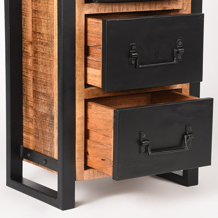 LABEL51 - Ladekast Brussels 45x30x75 cm - Rough Mangohout | Zwart Metaal