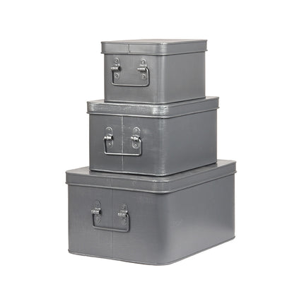 LABEL51 - Media Opbergbox 22x17x13 cm | M - Antiek Grijs Metaal