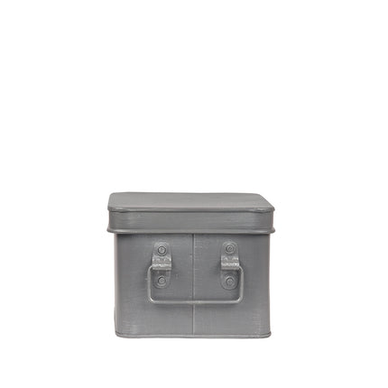 LABEL51 - Media Opbergbox 22x17x13 cm | M - Antiek Grijs Metaal