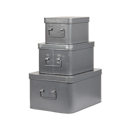 LABEL51 - Media Opbergbox 27x21x16 cm | L - Antiek Grijs Metaal
