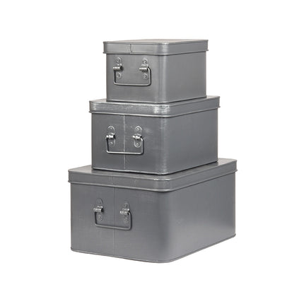 LABEL51 - Media Opbergbox 35x27x18 cm | XL - Antiek Grijs Metaal