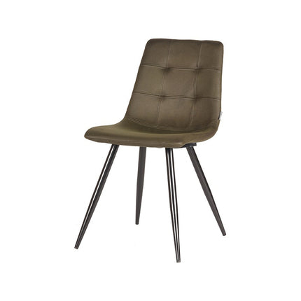 LABEL51 - Eetkamerstoel Jay 45x56x84 cm - Army Microvezel | Zwart Metaal
