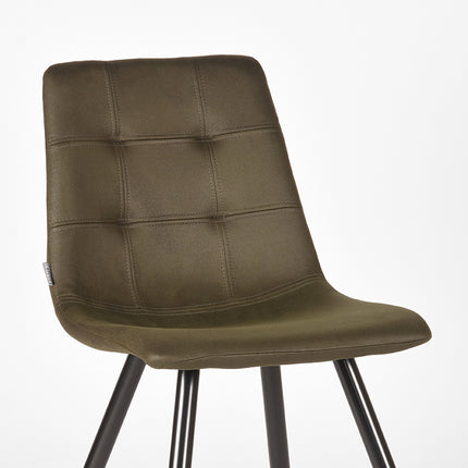 LABEL51 - Eetkamerstoel Jay 45x56x84 cm - Army Microvezel | Zwart Metaal
