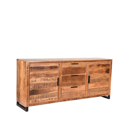LABEL51 - Dressoir Glasgow 190x45x85 cm - Rough Mangohout | Zwart Metaal
