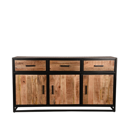 LABEL51 - Dressoir Tampa 170x45x90 cm - Rough Mangohout | Zwart Metaal