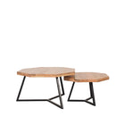 LABEL51 - Salontafel Set Figure 70x70x40 cm - Rough Mangohout | Zwart Metaal