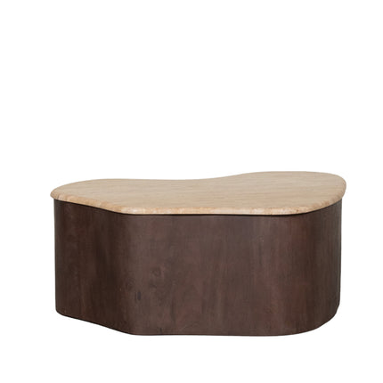LABEL51 - Salontafel Davi 80x70x31 cm - Travertin | Espresso Mangohout