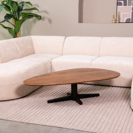 LABEL51 - Salontafel Rosie 140x75x36 cm - Nature Smooth Mangohout | Zwart Metaal