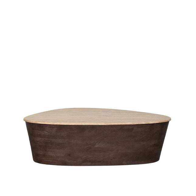 LABEL51 - Salontafel Ravi 110x80x32 cm - Travertin | Espresso Mangohout
