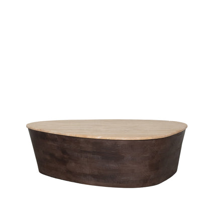 LABEL51 - Salontafel Ravi 110x80x32 cm - Travertin | Espresso Mangohout