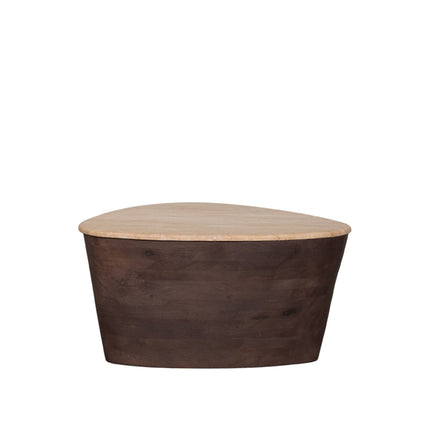 LABEL51 - Salontafel Ravi 70x50x37 cm - Travertin | Espresso Mangohout