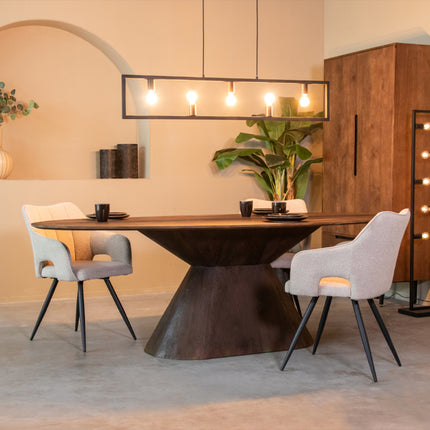 LABEL51 Eetkamertafel Jagger - Espresso - Mangohout - 240 cm - Ovaal
