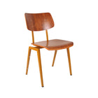 LABEL51 Eetkamerstoel I_Stapelbaar - Bruin - Hout - Oker Metalen Frame