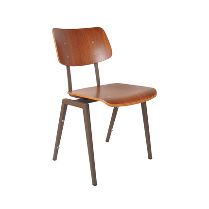 LABEL51 Eetkamerstoel I_Stapelbare Schoolstoel - Bruin - Hout - One Size