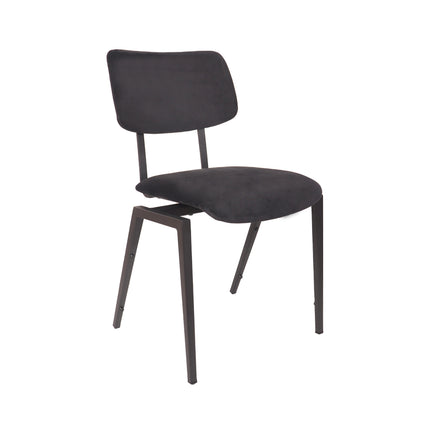 LABEL51 Eetkamerstoel I_Stapelbaar - Taupe - Fluweel - Zwart Metalen Frame