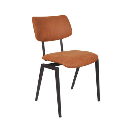 LABEL51 Eetkamerstoel I_Stapelbaar - Cognac - Micro Suede - Zwart Metalen Frame