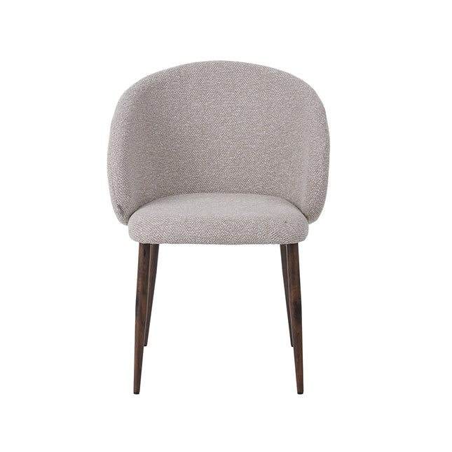 LABEL51 - Eetkamerstoel Yuki 59x55x77 cm - Naturel Royal Boucle | Walnoot Houtlook Metaal